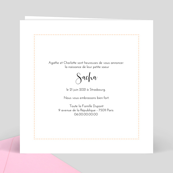 Faire part naissance Découpe C'est une Fille Verso