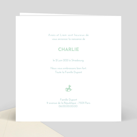 Faire part naissance Découpe Couronne de Jouets Verso