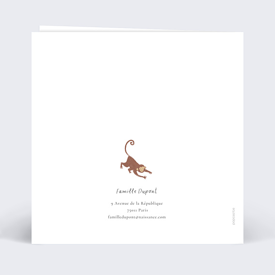 Faire part naissance Découpe Jungle Verso
