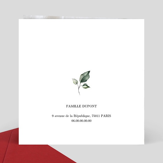 Faire part naissance Dorure Eucalyptus Verso