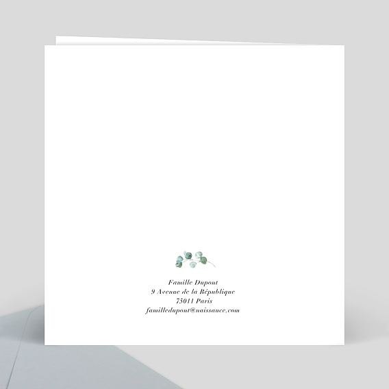 Faire part naissance Douces mains Verso