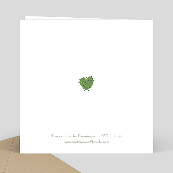 Faire part naissance Famille Cactus Verso