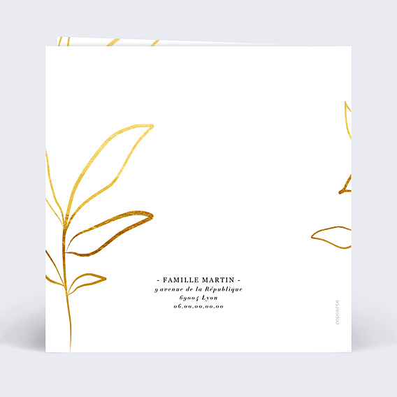 Faire part naissance Feuillage délicat Verso