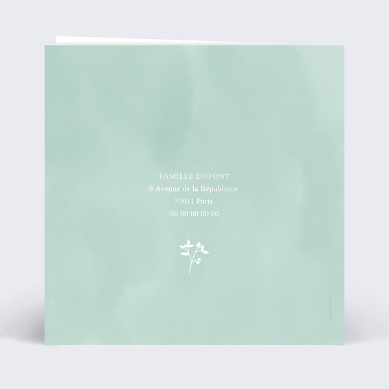 Faire part naissance Lapin des Champs Verso