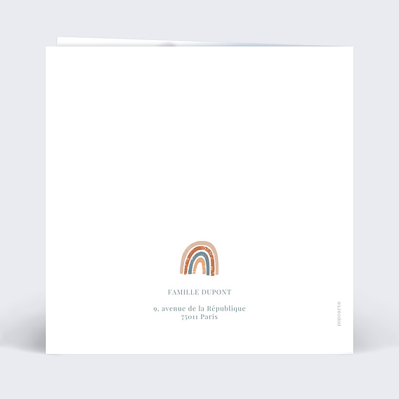 Faire part naissance Lettrine Renard Verso