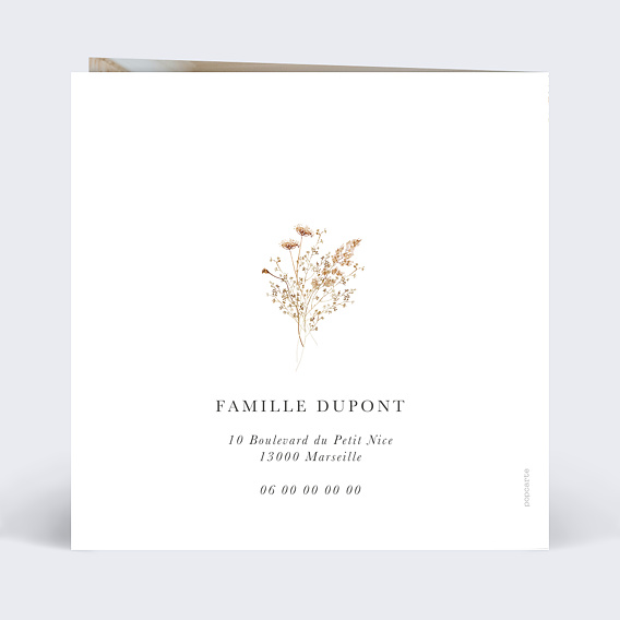 Faire part naissance Lettrine sauvage Verso