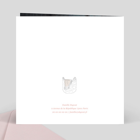 Faire part naissance Linge Douceur Verso