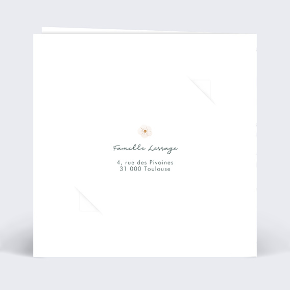 Faire part naissance Magnolia Polaroid Graines Verso