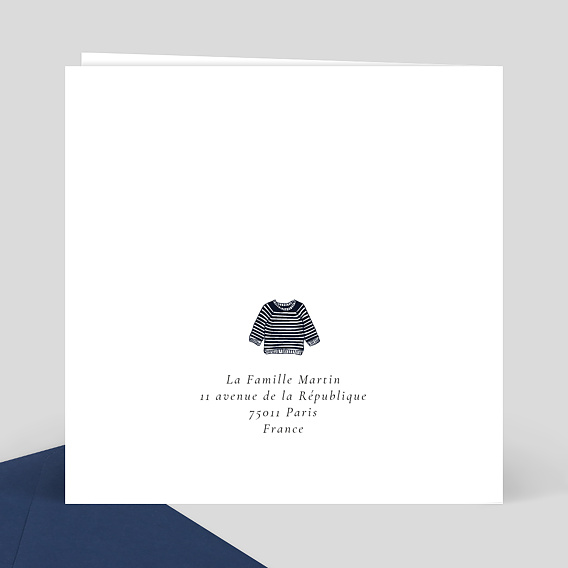 Faire part naissance Marinière Verso