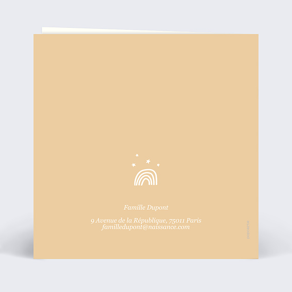 Faire part naissance Motif Arc-En-Ciel Verso