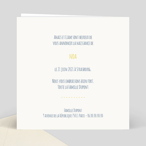 Faire part naissance Oie Landau Verso