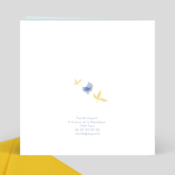 Faire part naissance Oisillons Verso