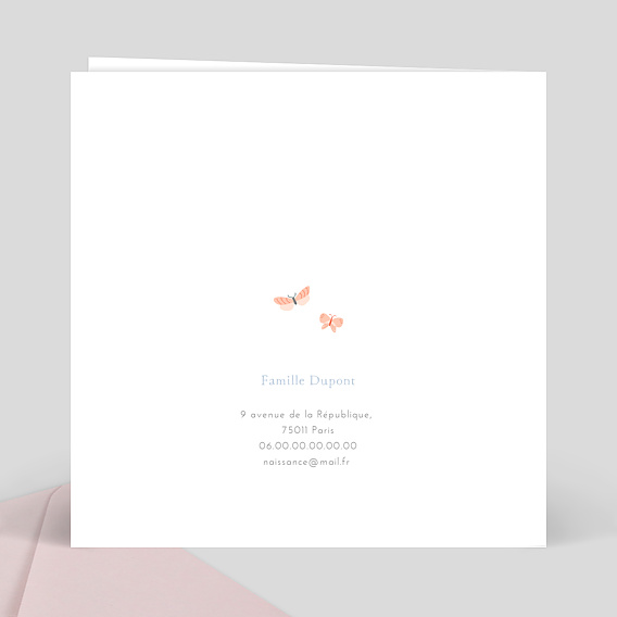 Faire part naissance Papillons Verso