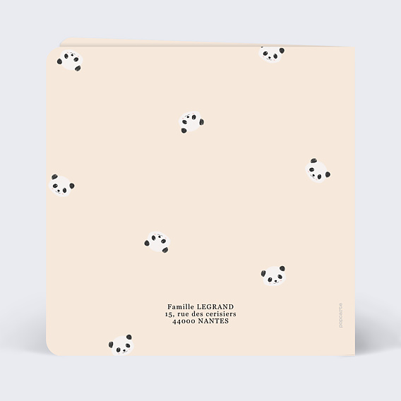 Faire part naissance Pattern Panda Verso
