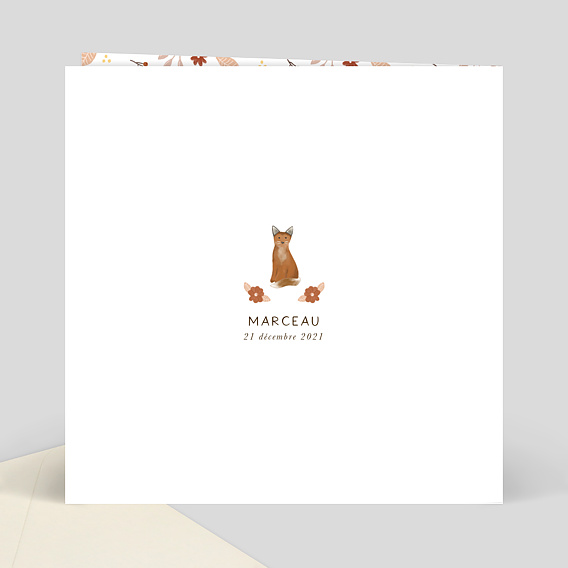 Faire part naissance Pattern Renardeau Verso