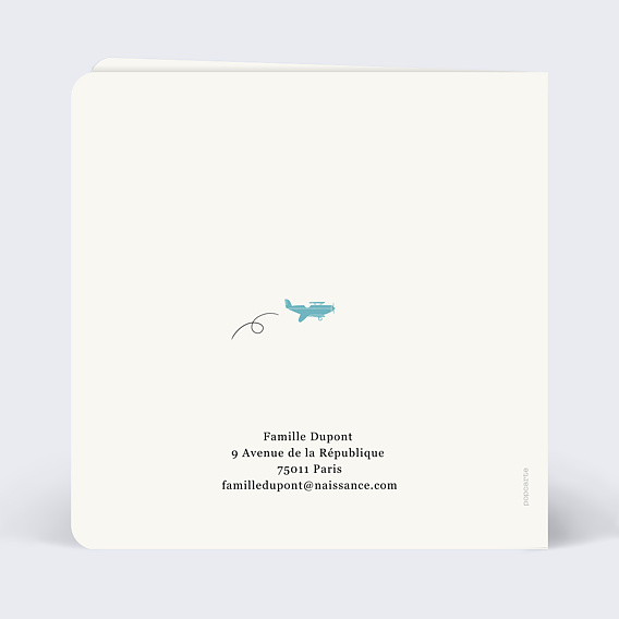 Faire part naissance Petits Avions Verso