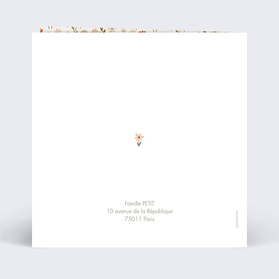 Faire part naissance Polaroïd liberty Verso