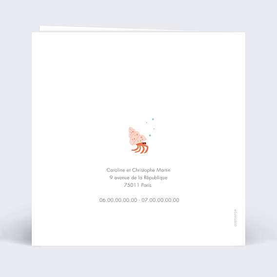 Faire part naissance Sous l'Océan Verso