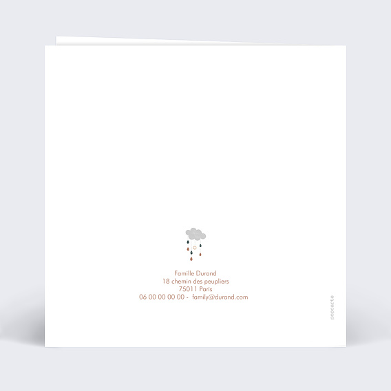 Faire part naissance Univers de Bébé Verso