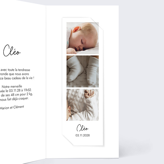 Faire-part Naissance Certificat Vertical Noir