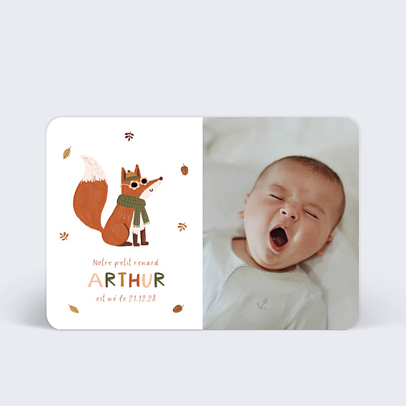 Faire-part Naissance Renard automne