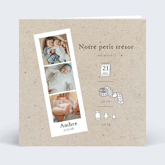 Faire-part Naissance Découpe kraft