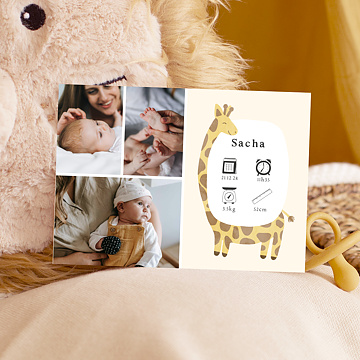 Faire-part Naissance Petite Girafe