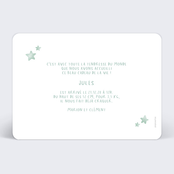 Faire part naissance Ourson Nuage Verso