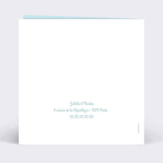 Faire part naissance Découpe nuage Verso