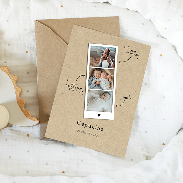 Faire-part Naissance Photomaton Famille