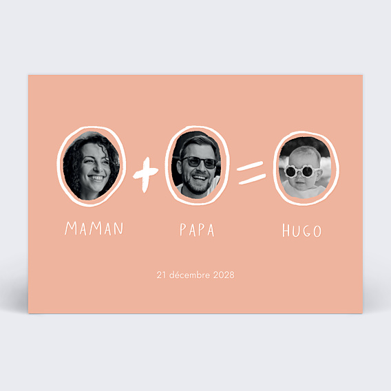 Faire-part Naissance Papa + Maman Simple