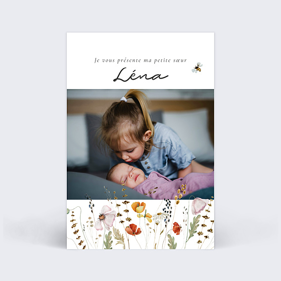 Faire-part Naissance Fleurs champs