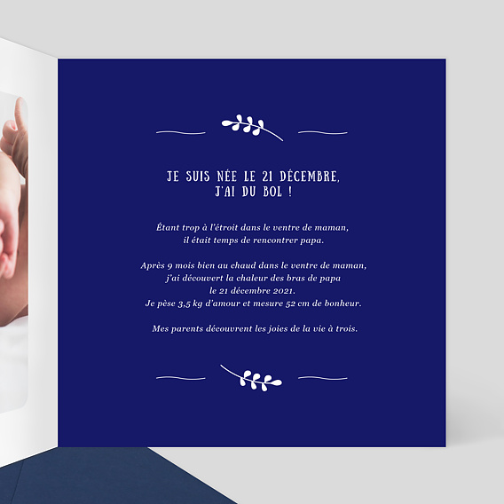 Faire part naissance Petit Bol Intérieur Droit