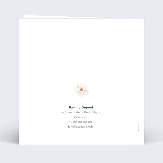 Faire part naissance Magnolia Verso