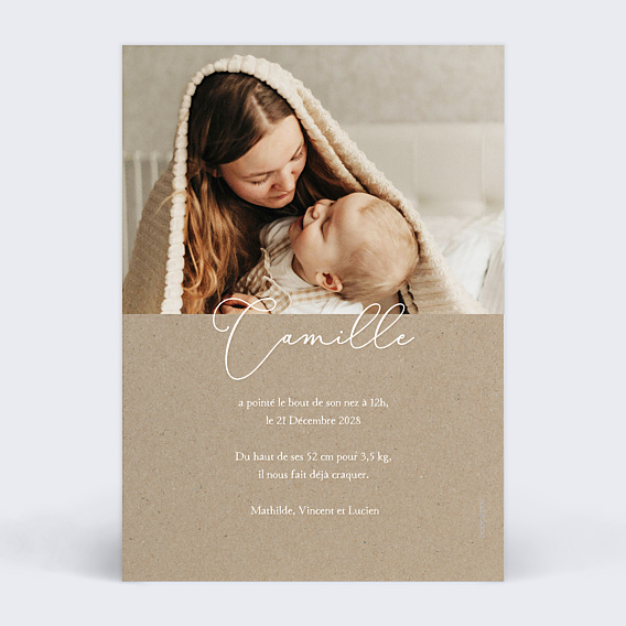 Faire-part Naissance Collage Kraft