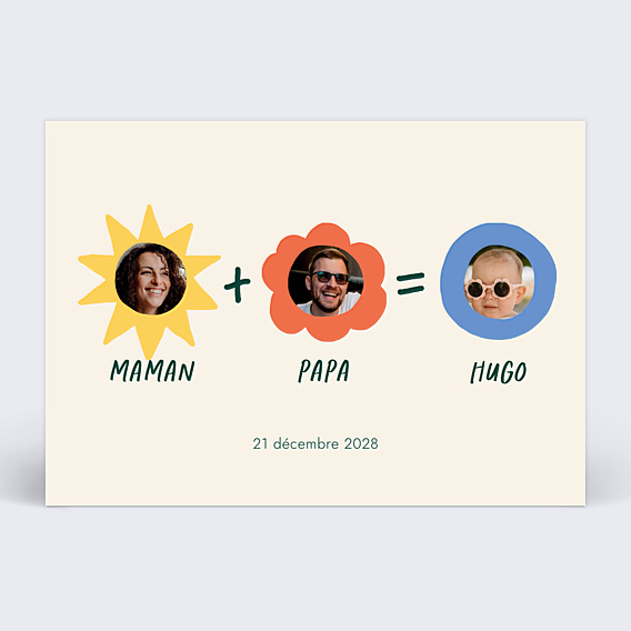 Faire part naissance Papa + Maman Colorée