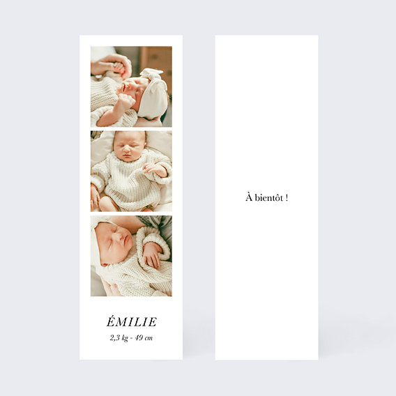 Faire part naissance Trois Photos Bébé