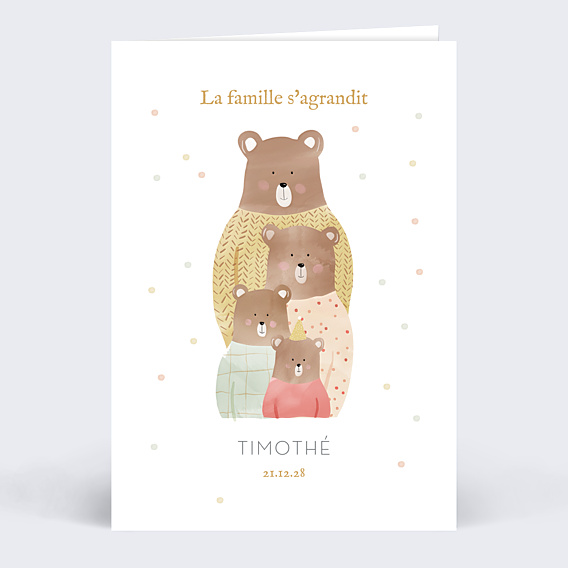 Faire part naissance Famille Ours