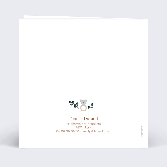 Faire-part Naissance Hochet Koala
