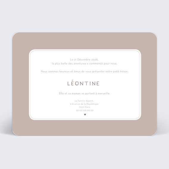Faire part naissance Petit Ourson Verso
