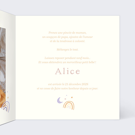 Faire-part Naissance Motif Arc-En-Ciel