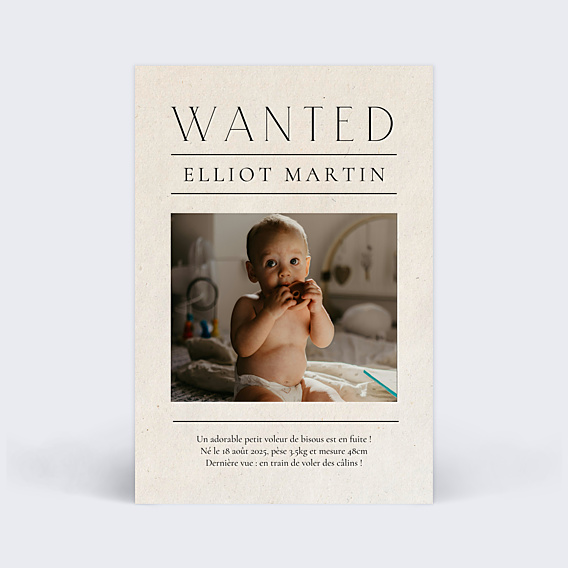 Faire-part Naissance Wanted baby