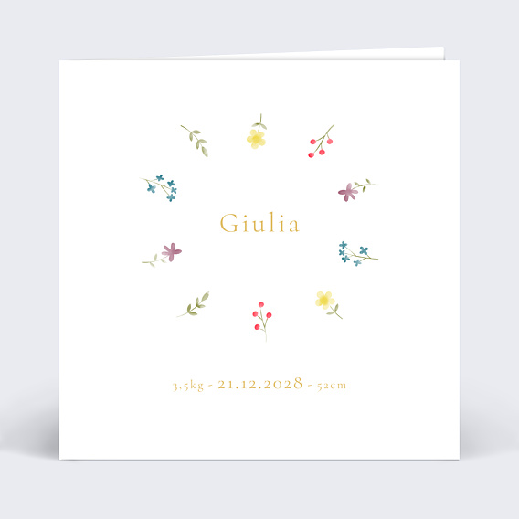 Faire part naissance Brindilles Fleuries
