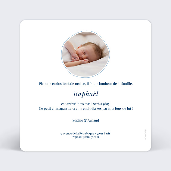 Faire part naissance Baby Fox Verso