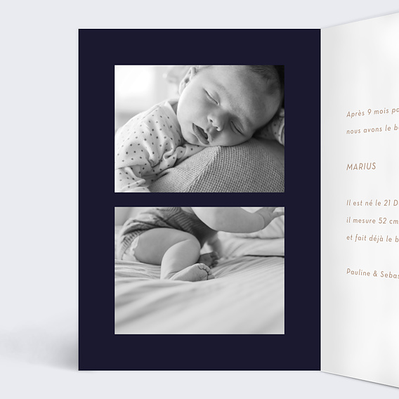 Faire part naissance Fleurs Ocre Intérieur Gauche