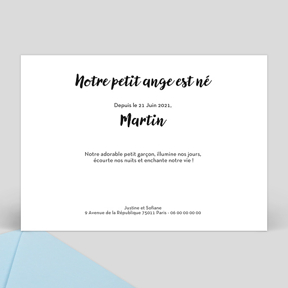 Faire part naissance Bienvenue Verso