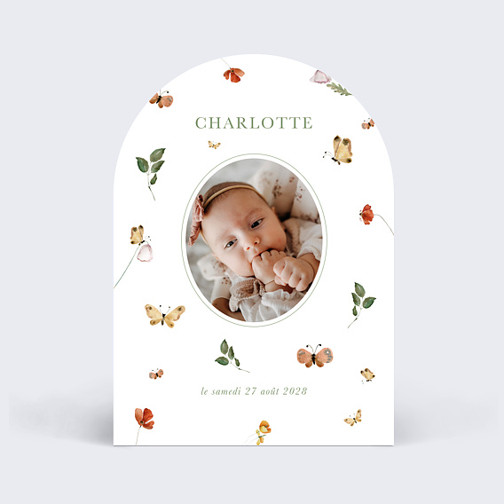Faire part naissance Motif de papillons