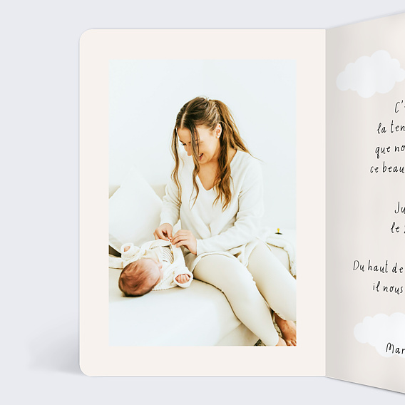 Faire part naissance Jolie Montgolfière Intérieur Gauche