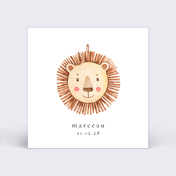 Faire part naissance Tête de lion
