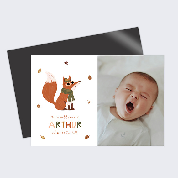 Faire part naissance Renard automne